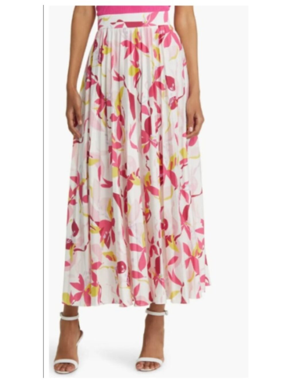 BOSS Erikes Pleated Floral A-Line Skirt, Size S, NWT